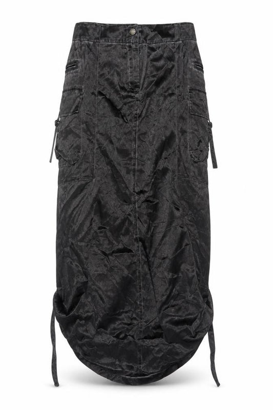 Per Una Women Black Size 10 Cargo Long Satin Skirt Pockets NWT