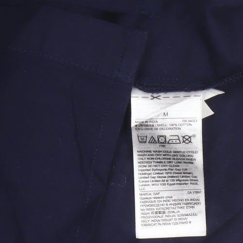 GAP Women Blue M Sleeveless Cotton Lace Button-Up Blouse