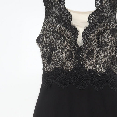 Lipsy London Women Black Lace Bodycon Pencil Dress UK 12 Party