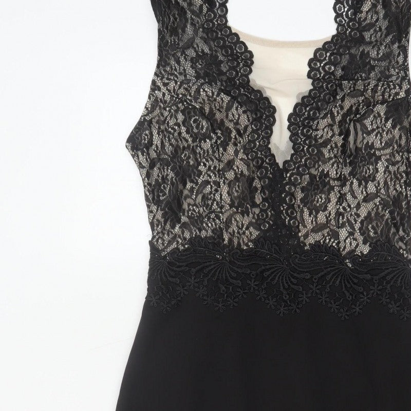 Lipsy London Women Black Lace Bodycon Pencil Dress UK 12 Party