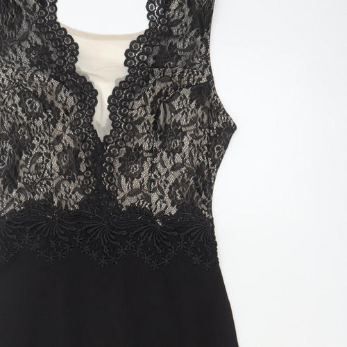 Lipsy London Women Black Lace Bodycon Pencil Dress UK 12 Party