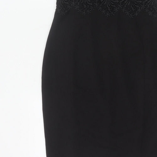 Lipsy London Women Black Lace Bodycon Pencil Dress UK 12 Party
