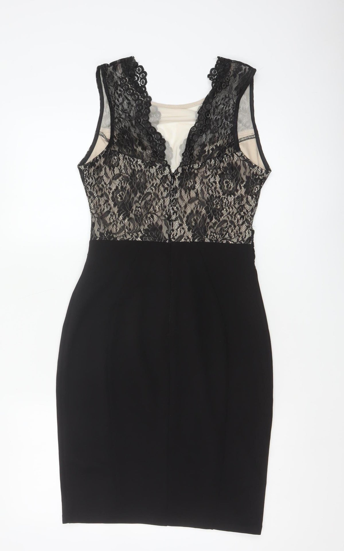 Lipsy London Women Black Lace Bodycon Pencil Dress UK 12 Party