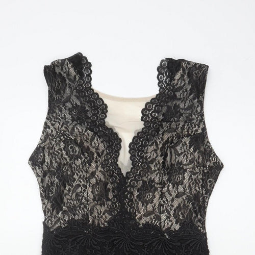 Lipsy London Women Black Lace Bodycon Pencil Dress UK 12 Party
