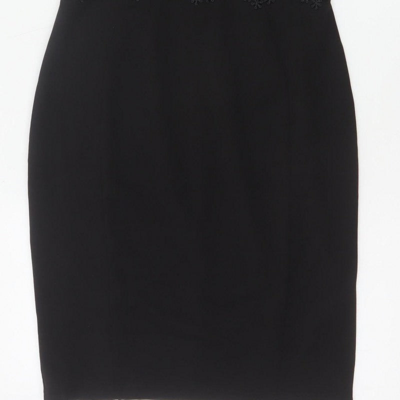 Lipsy London Women Black Lace Bodycon Pencil Dress UK 12 Party