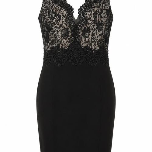Lipsy London Women Black Lace Bodycon Pencil Dress UK 12 Party