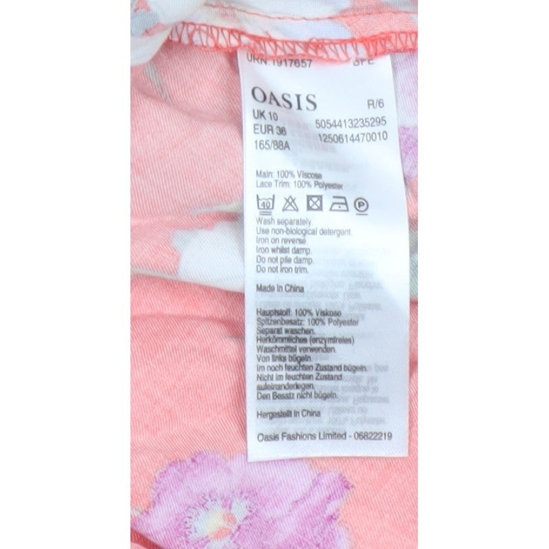 Oasis Women Orange Floral Fit & Flare Knee Length Dress UK 10