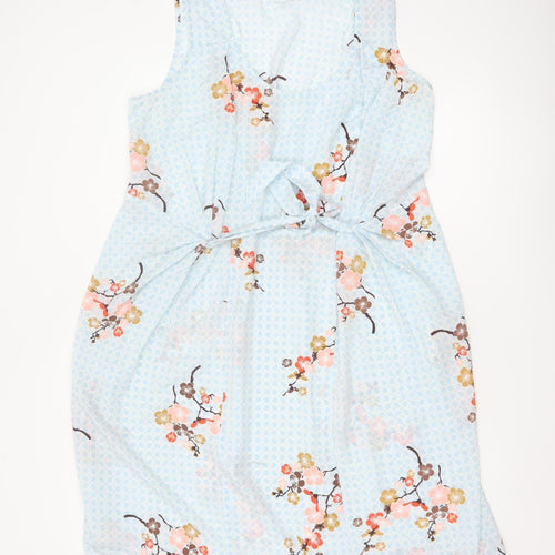 Lakeland Women Blue Floral Fit & Flare Sleeveless Dress UK 16