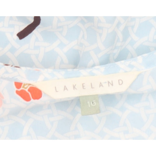 Lakeland Women Blue Floral Fit & Flare Sleeveless Dress UK 16