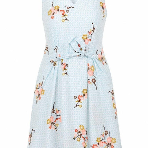 Lakeland Women Blue Floral Fit & Flare Sleeveless Dress UK 16
