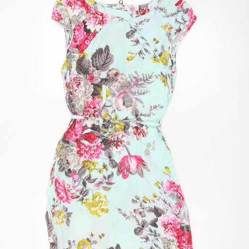 Joules Women Blue Floral UK 10 Fit & Flare Knee Dress