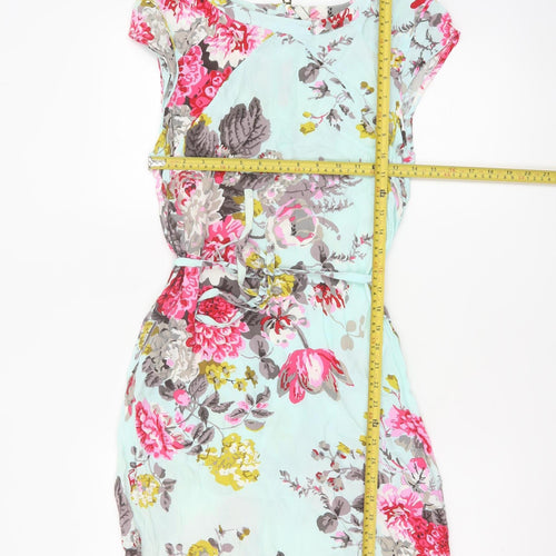 Joules Women Blue Floral UK 10 Fit & Flare Knee Dress