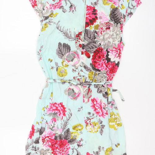 Joules Women Blue Floral UK 10 Fit & Flare Knee Dress