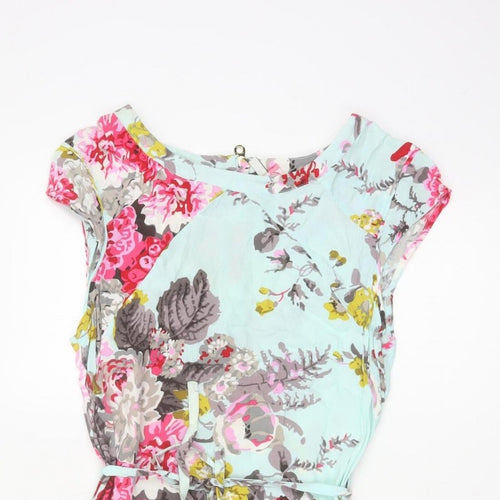Joules Women Blue Floral UK 10 Fit & Flare Knee Dress
