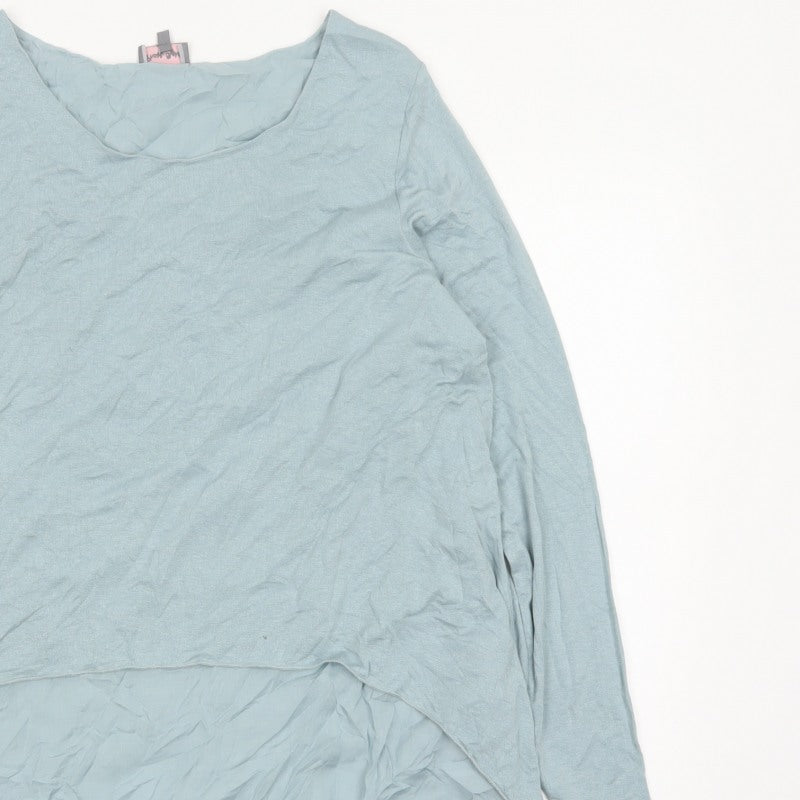Phase Eight Women Blue Size 12 Layered Tunic Long Sleeve Viscose Blouse
