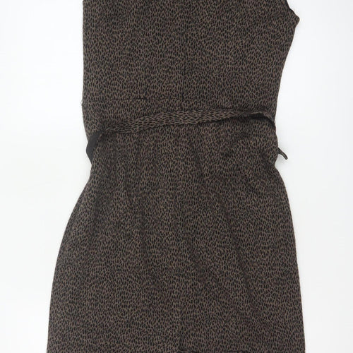 Laura Ashley Women Brown Leopard Print Belted Sheath Dress UK 10