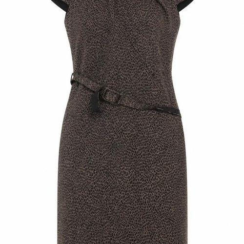 Laura Ashley Women Brown Leopard Print Belted Sheath Dress UK 10