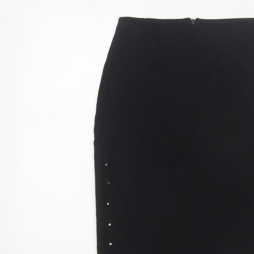 Reserved Women Black UK 8 Studded Pencil Knee Length Skirt