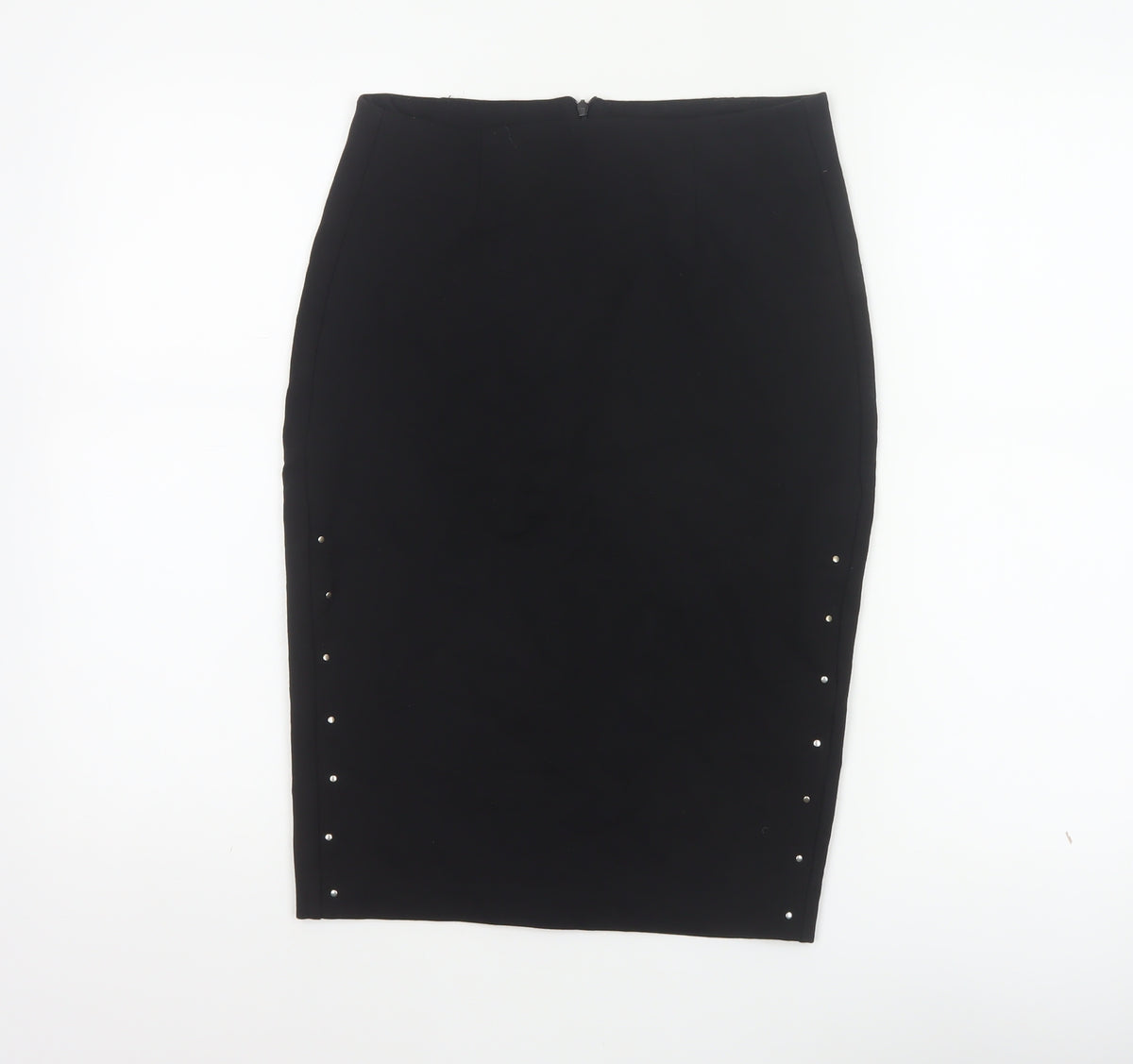 Reserved Women Black UK 8 Studded Pencil Knee Length Skirt