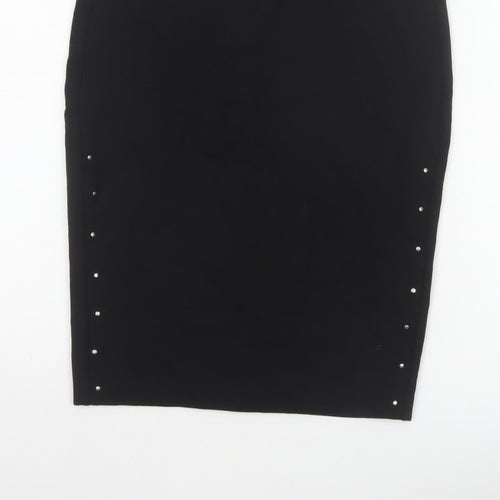 Reserved Women Black UK 8 Studded Pencil Knee Length Skirt