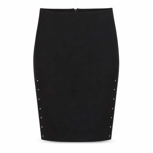 Reserved Women Black UK 8 Studded Pencil Knee Length Skirt