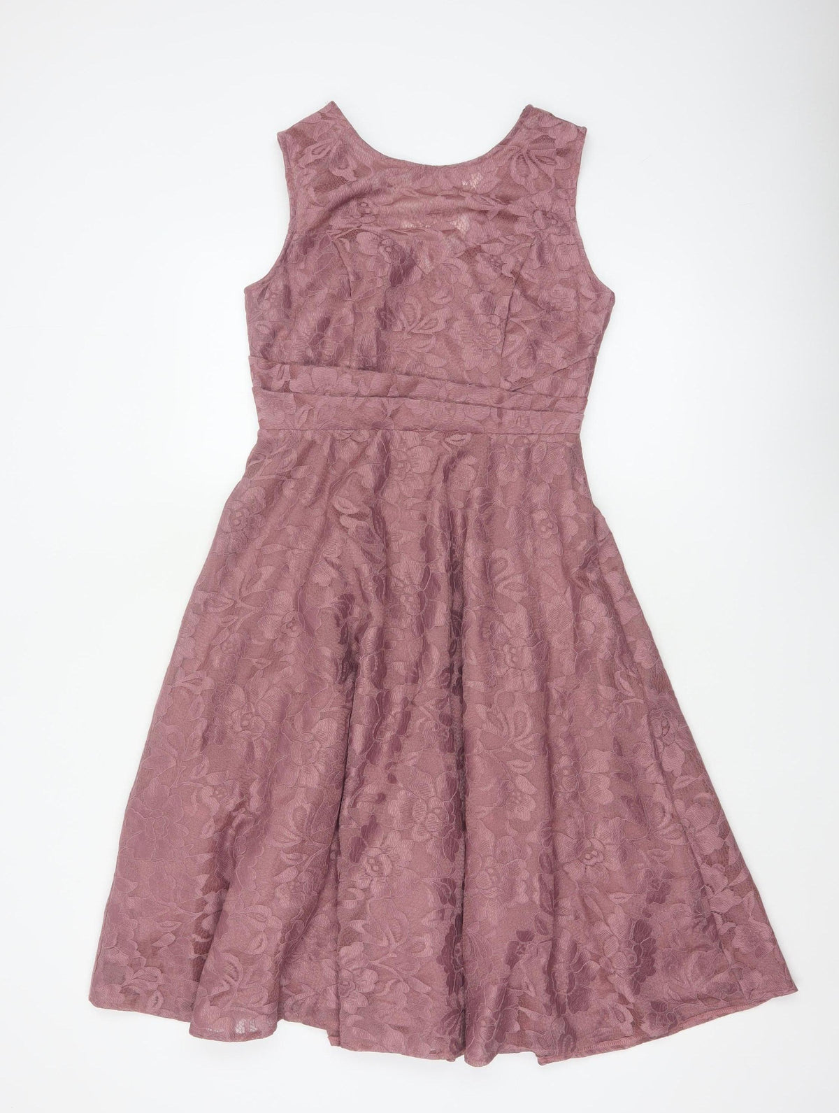 Jolie Moi Women Pink Floral Lace Fit & Flare Knee Length Dress UK 10