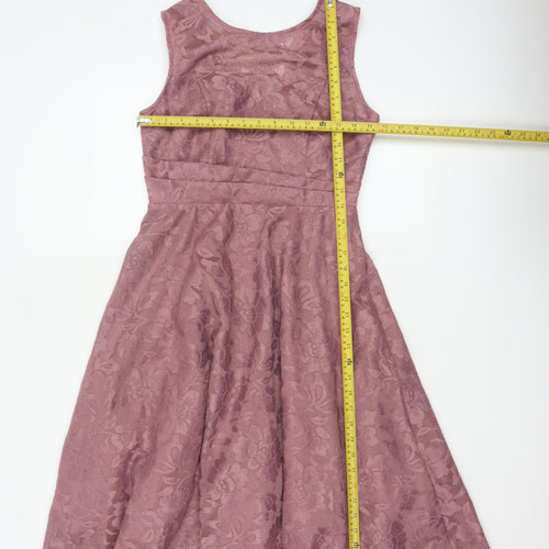 Jolie Moi Women Pink Floral Lace Fit & Flare Knee Length Dress UK 10