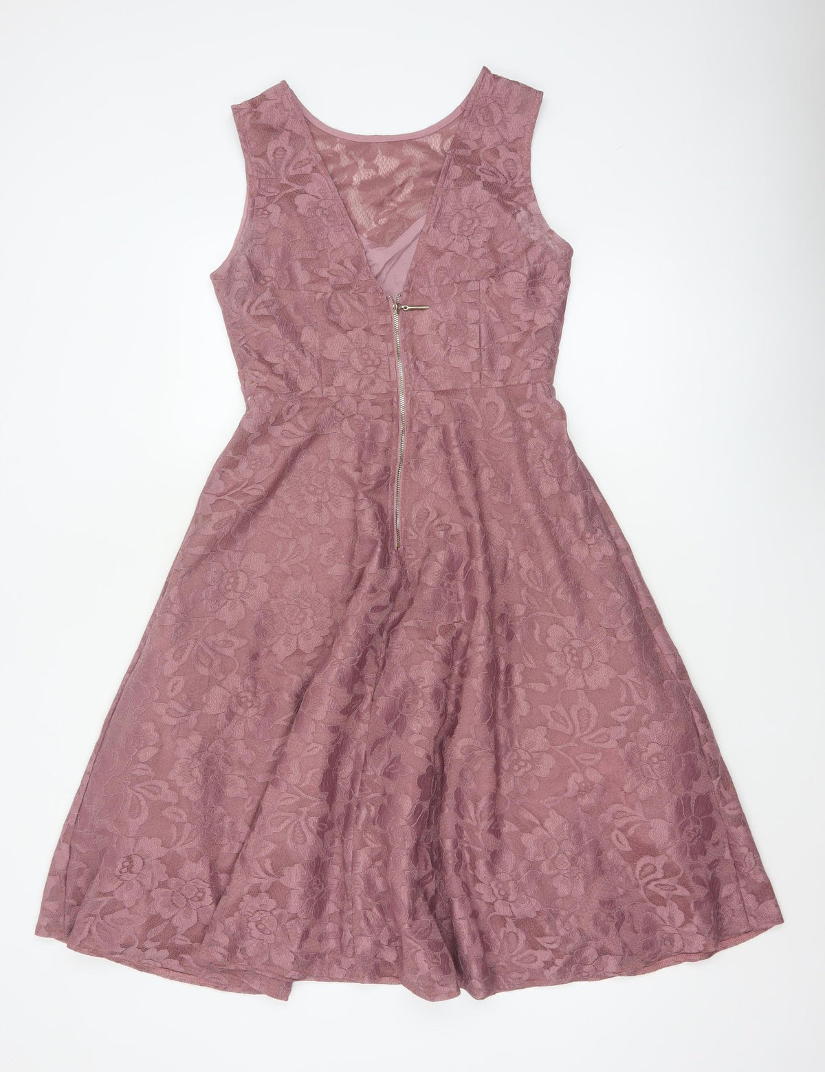 Jolie Moi Women Pink Floral Lace Fit & Flare Knee Length Dress UK 10