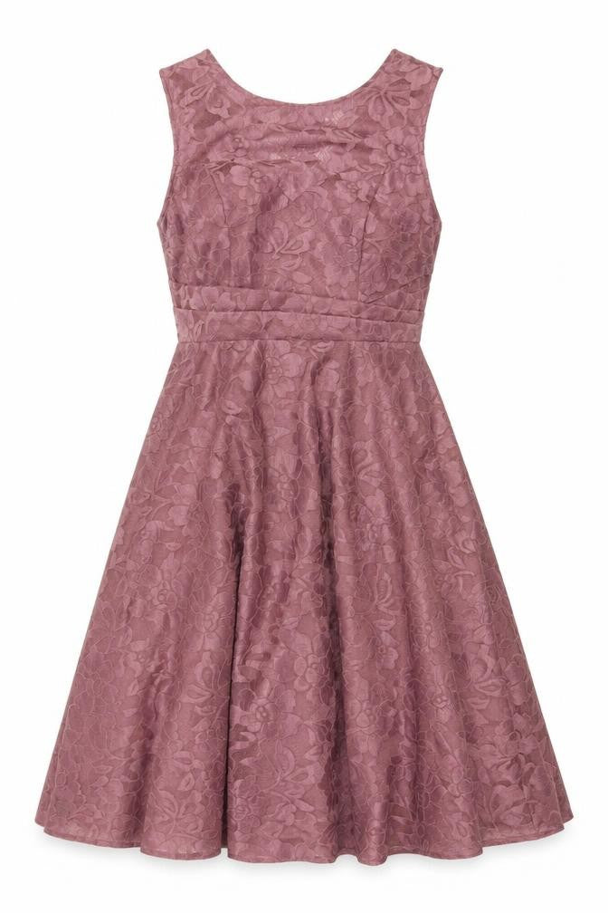 Jolie Moi Women Pink Floral Lace Fit & Flare Knee Length Dress UK 10