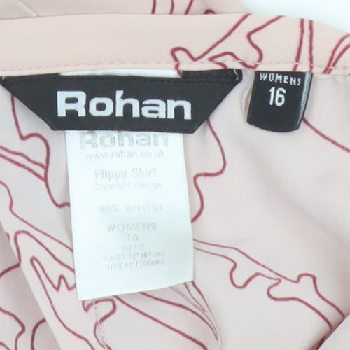 Rohan Women’s Pink Floral Flippy Skirt UK 16 Knee Length Travel