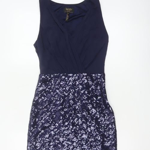 Laundry by Shelli Segal Women Blue UK 6 Petite Sequin V-Neck Sheath Dress