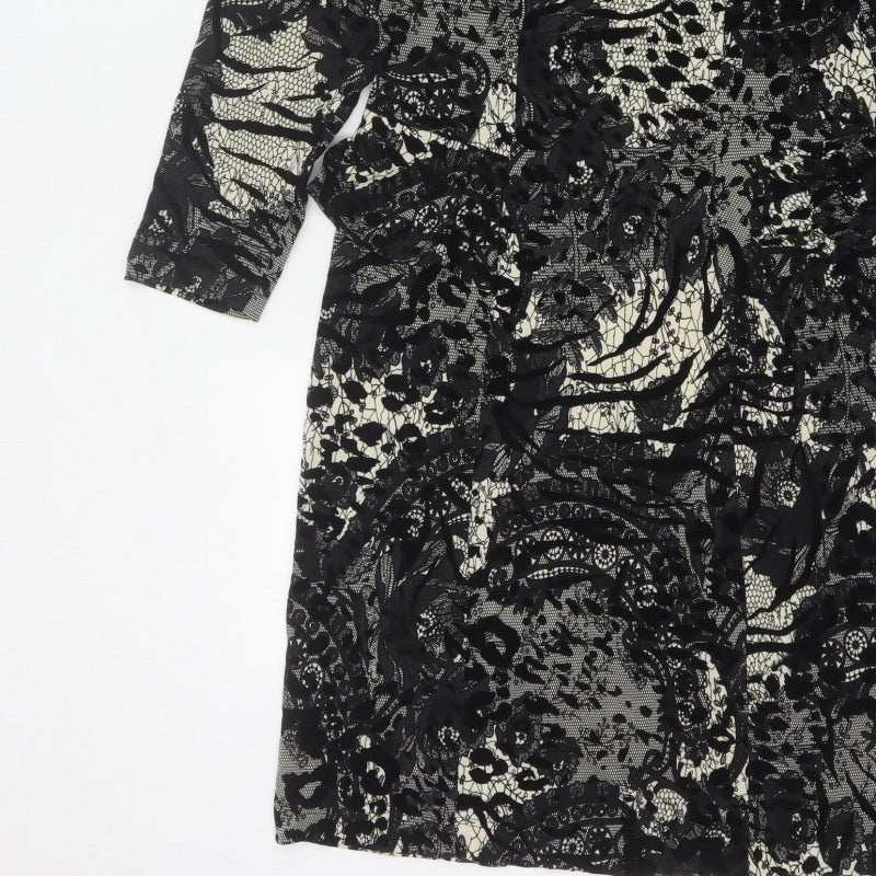 Georgede Women Black Ivory Floral Lace Sheath Dress UK 14