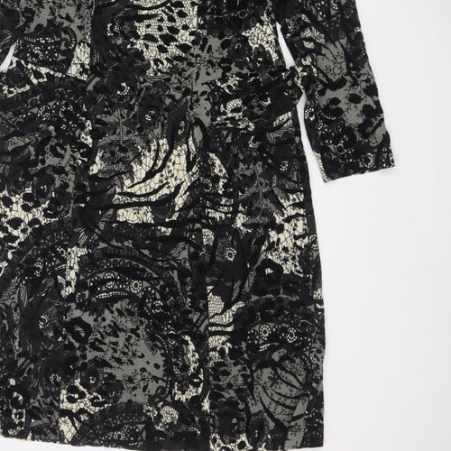 Georgede Women Black Ivory Floral Lace Sheath Dress UK 14
