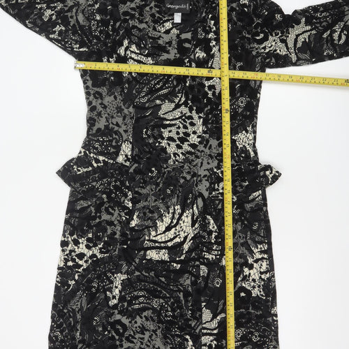 Georgede Women Black Ivory Floral Lace Sheath Dress UK 14