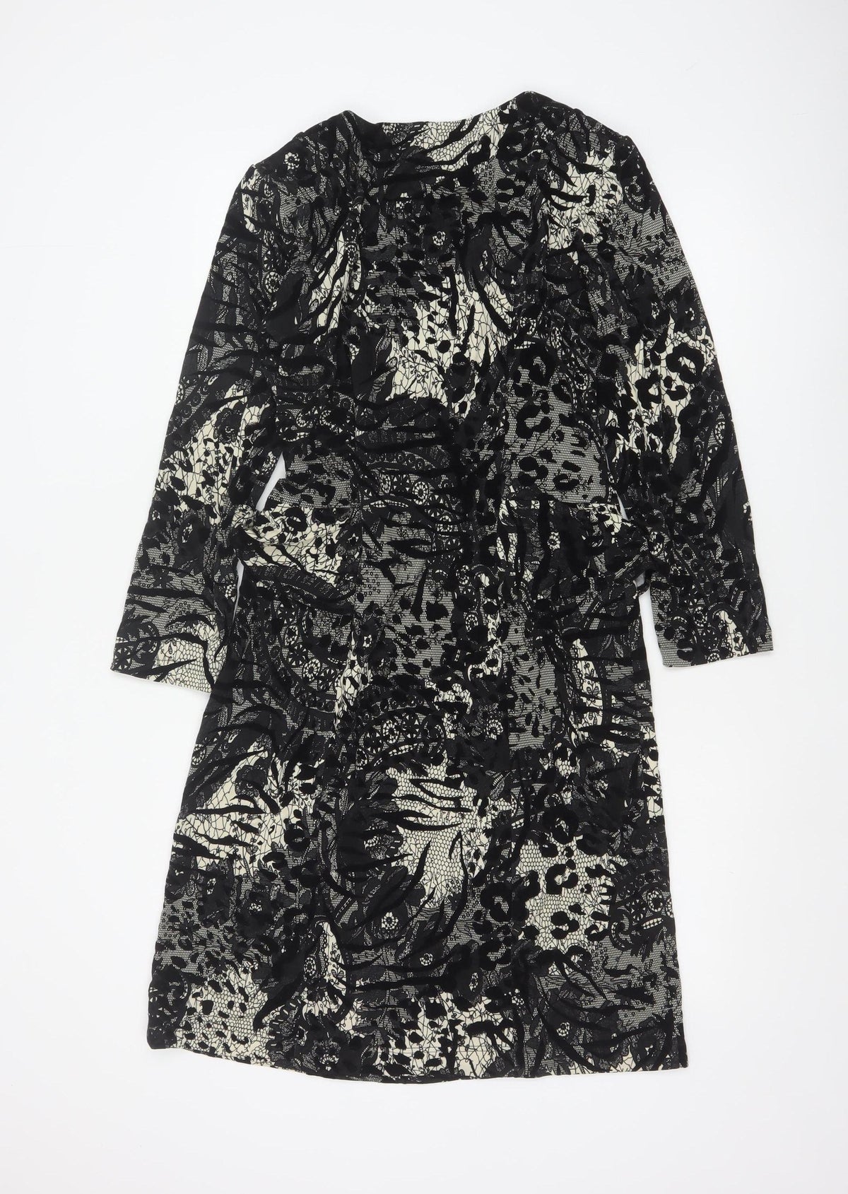 Georgede Women Black Ivory Floral Lace Sheath Dress UK 14
