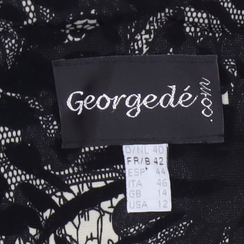 Georgede Women Black Ivory Floral Lace Sheath Dress UK 14