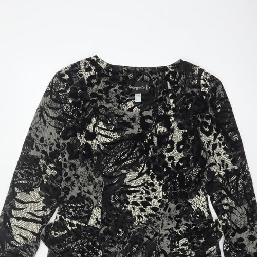 Georgede Women Black Ivory Floral Lace Sheath Dress UK 14