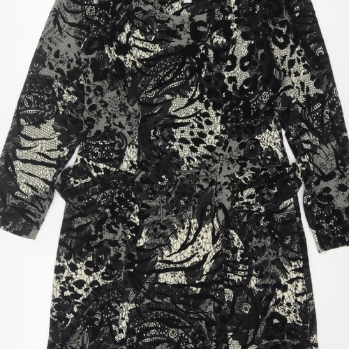 Georgede Women Black Ivory Floral Lace Sheath Dress UK 14