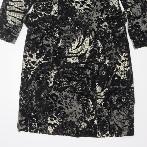 Georgede Women Black Ivory Floral Lace Sheath Dress UK 14
