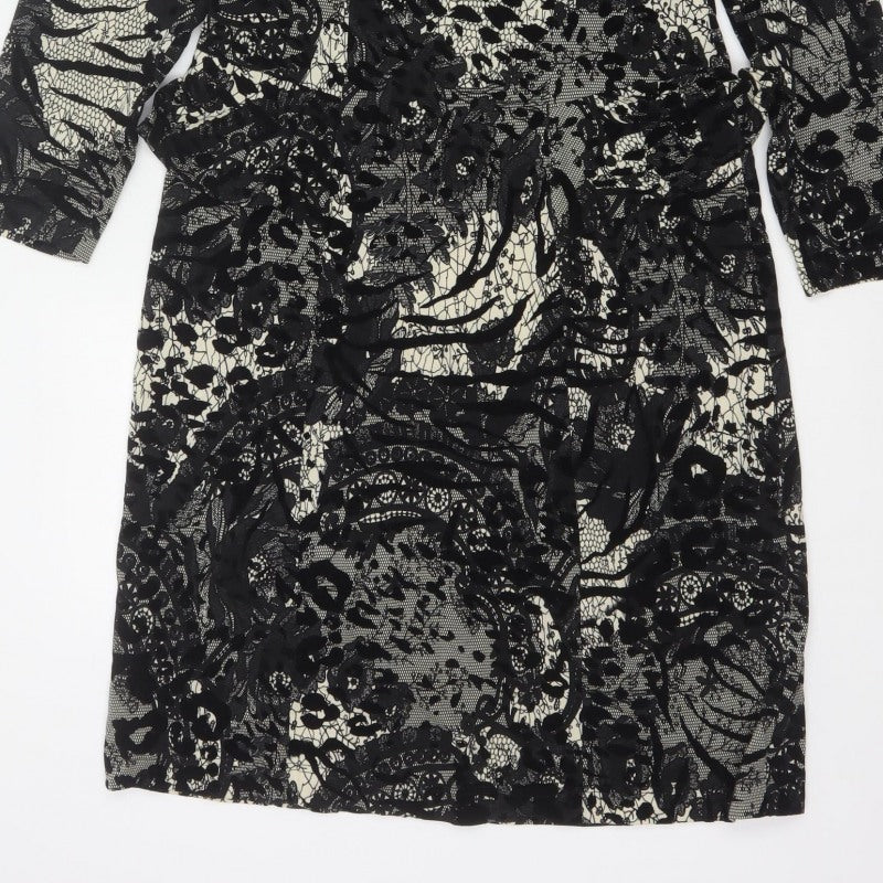 Georgede Women Black Ivory Floral Lace Sheath Dress UK 14