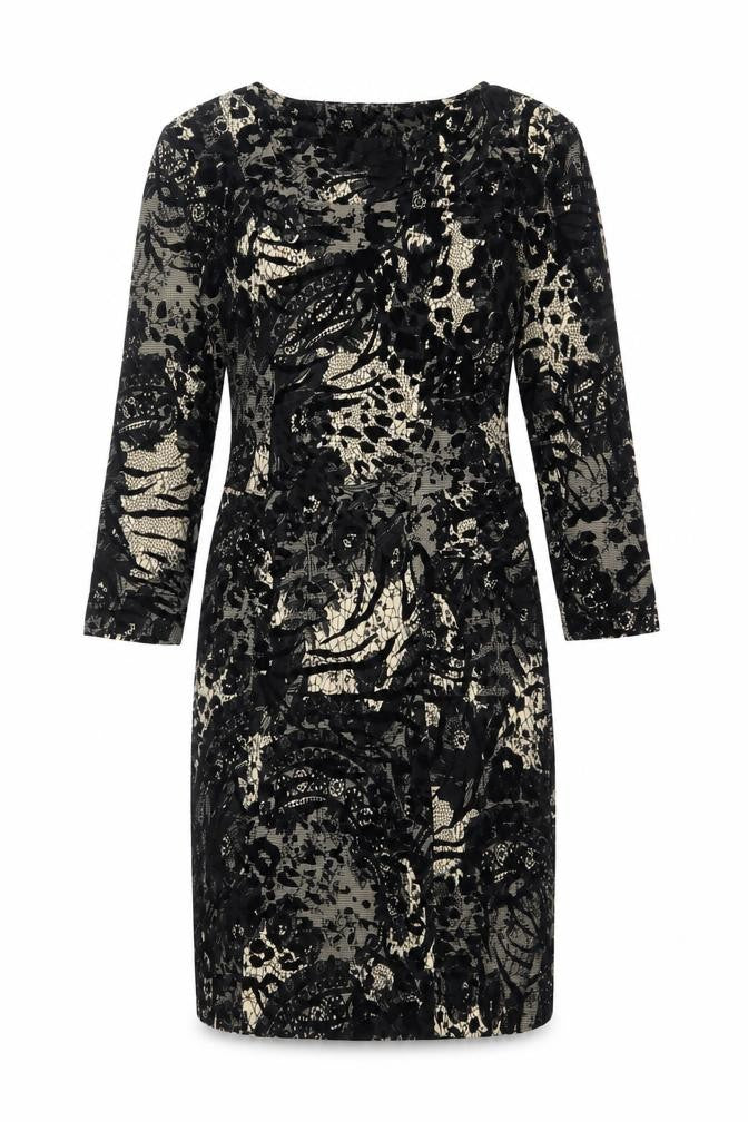 Georgede Women Black Ivory Floral Lace Sheath Dress UK 14