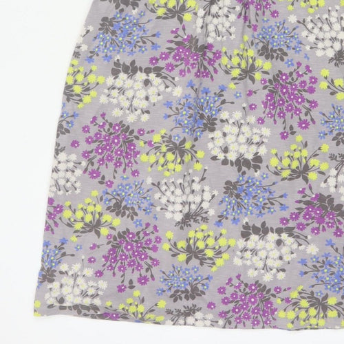 Boden Women’s Grey Floral Wrap Jersey Dress UK 14 Short Sleeve
