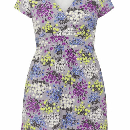 Boden Women’s Grey Floral Wrap Jersey Dress UK 14 Short Sleeve
