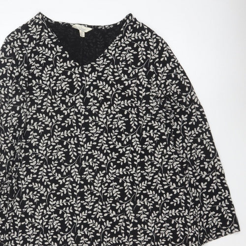 Seasalt Cornwall Women Black Floral Organic Cotton Tunic Dress UK 18