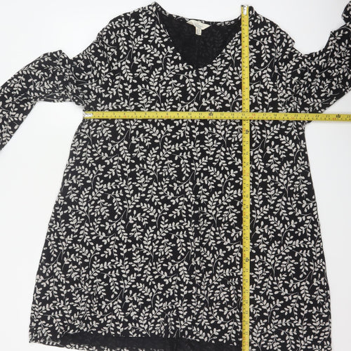 Seasalt Cornwall Women Black Floral Organic Cotton Tunic Dress UK 18