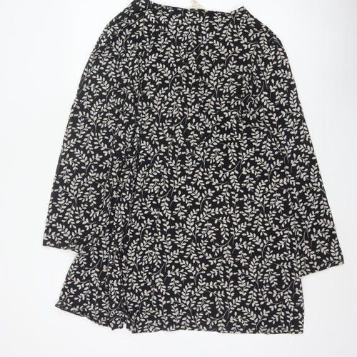 Seasalt Cornwall Women Black Floral Organic Cotton Tunic Dress UK 18