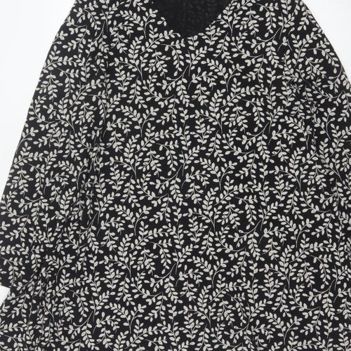 Seasalt Cornwall Women Black Floral Organic Cotton Tunic Dress UK 18