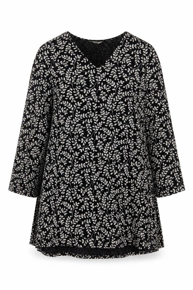 Seasalt Cornwall Women Black Floral Organic Cotton Tunic Dress UK 18