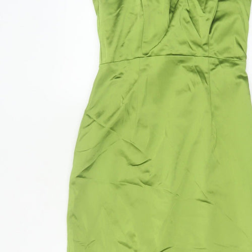 Coast Women Green UK 8 Satin Cowl Neck Midi Sheath Occasion Dress