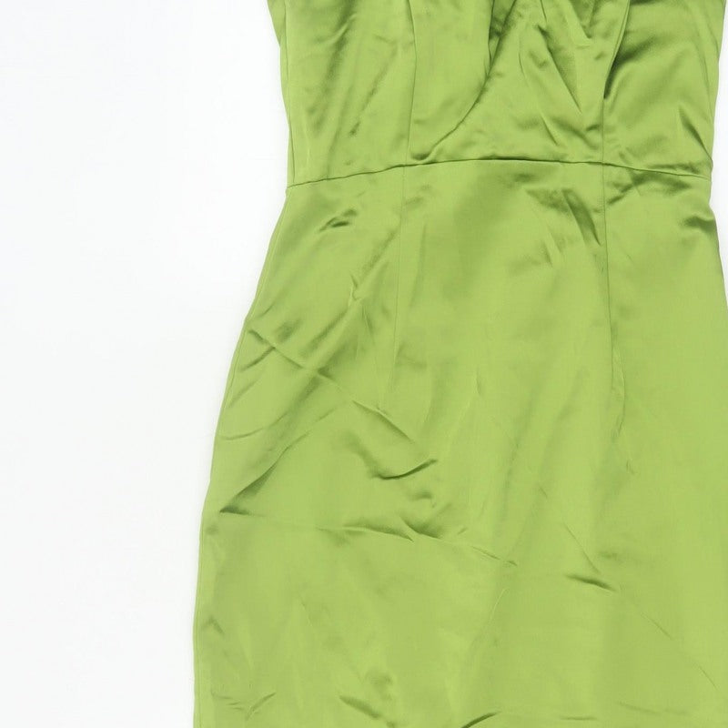 Coast Women Green UK 8 Satin Cowl Neck Midi Sheath Occasion Dress